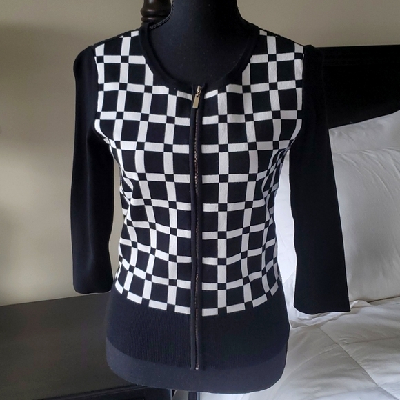 WHBM Black & White Checkered Cardigan - Picture 1 of 6